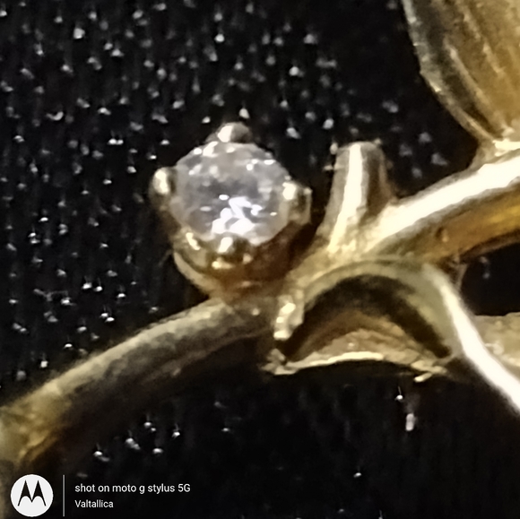 Large Solid 18K Gold Diamond Brooch Pin Signed VINTAGE - Picture 8 of 12